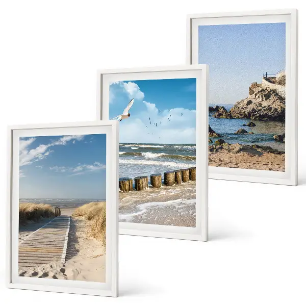 Set de 3 cuadros de acantilados en senderos de playa decoración de pared para salón