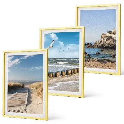 Set de 3 cuadros de acantilados en senderos de playa decoración de pared para salón