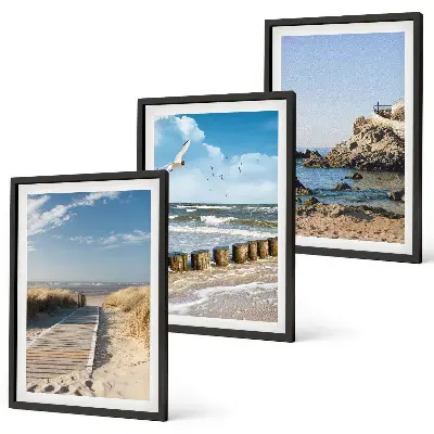 Set de 3 cuadros de acantilados en senderos de playa decoración de pared para salón