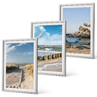 Set de 3 cuadros para salón Acantilados de madera para senderos de playa