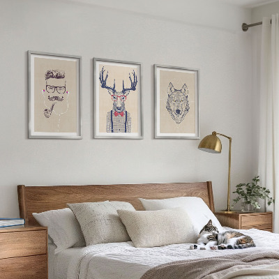 Juego de 3 cuadros Retratos de animales con estilo
