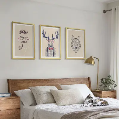 Juego de 3 cuadros decorativos con retratos de animales