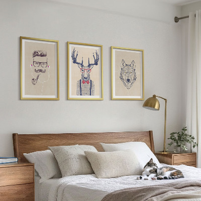 Juego de 3 cuadros Retratos de animales con estilo