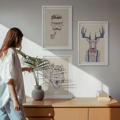 Juego de 3 cuadros decorativos con retratos de animales