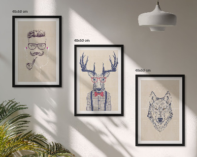 Juego de 3 cuadros Retratos de animales con estilo