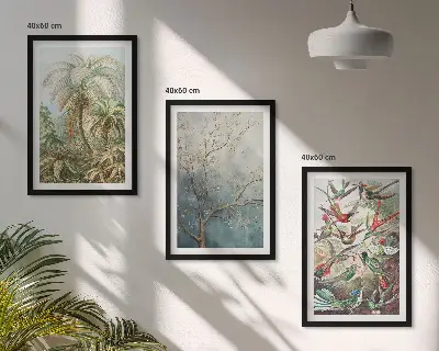 Juego de 3 cuadros con diseño de plantas tropicales, aves y motivos de naturaleza