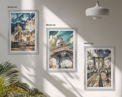 Set de 3 cuadros para salón Puentes, torres, ciudades europeas