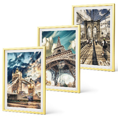 Set de 3 cuadros para salón Puentes, torres, ciudades europeas