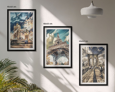 Set de 3 cuadros para salón Puentes, torres, ciudades europeas