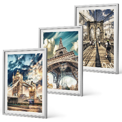 Set de 3 cuadros para salón Puentes, torres, ciudades europeas