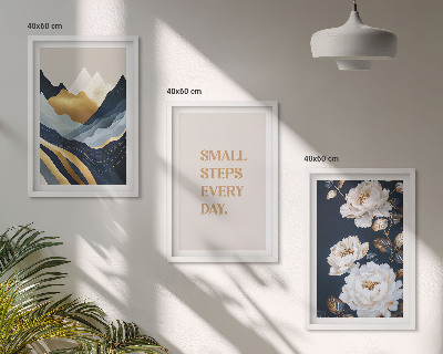 Set de 3 cuadros para salón Inspiración abstracta de montañas y flores