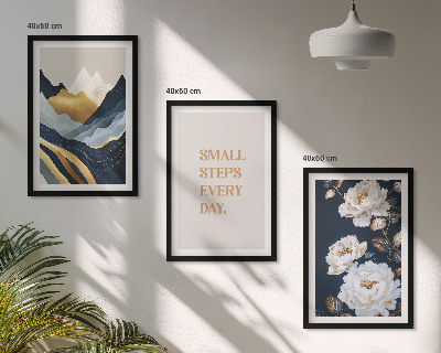 Set de 3 cuadros para salón Inspiración abstracta de montañas y flores