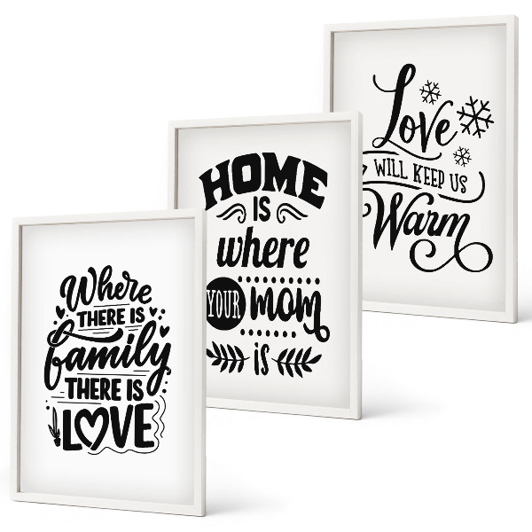 Juego de 3 cuadros Familia, amor, hogar, calidez