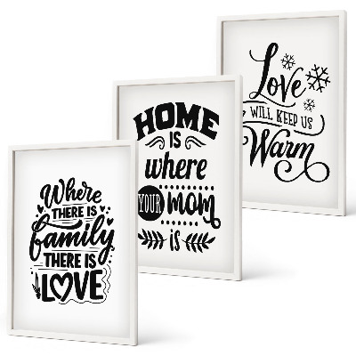 Juego de 3 cuadros Familia, amor, hogar, calidez