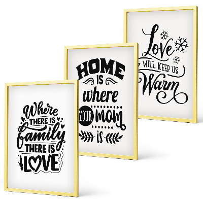 Juego de 3 cuadros Familia, amor, hogar, calidez
