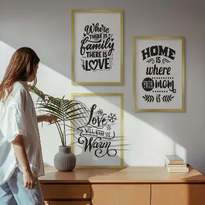 Juego de 3 cuadros con diseño de familia, amor, hogar y calidez