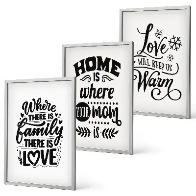 Juego de 3 cuadros con diseño de familia, amor, hogar y calidez