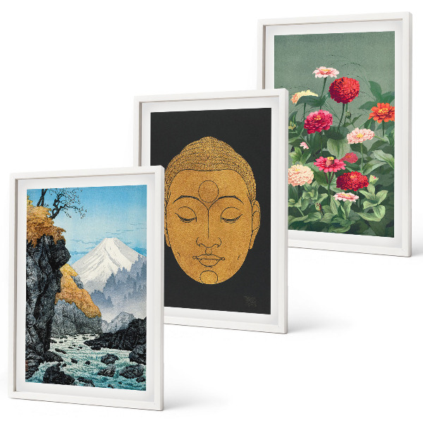 Set de 3 cuadros para salón Naturaleza japonesa cultura japonesa.