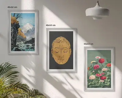 Set de 3 cuadros de naturaleza japonesa decoración con temática cultural para salón