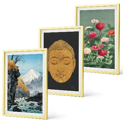 Set de 3 cuadros de naturaleza japonesa decoración con temática cultural para salón
