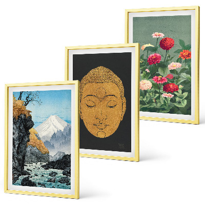 Set de 3 cuadros para salón Naturaleza japonesa cultura japonesa.