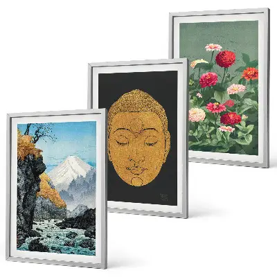 Set de 3 cuadros de naturaleza japonesa decoración con temática cultural para salón