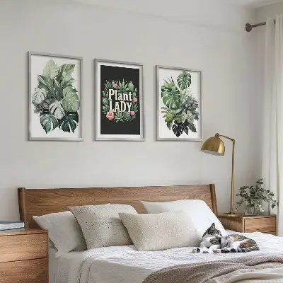 Set de 3 cuadros de plantas tropicales decoración de pared para salón La señora de las plantas
