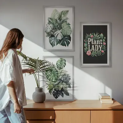 Set de 3 cuadros de plantas tropicales decoración de pared para salón La señora de las plantas