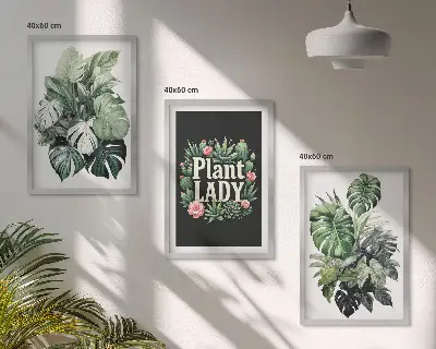 Set de 3 cuadros de plantas tropicales decoración de pared para salón La señora de las plantas
