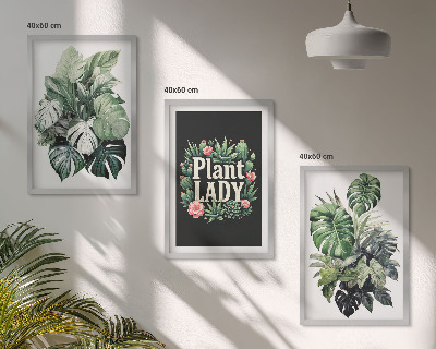 Set de 3 cuadros para salón Plantas tropicales La señora de las plantas