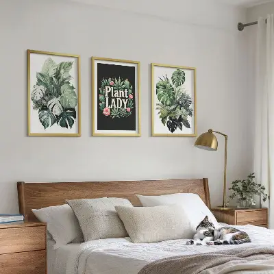 Set de 3 cuadros de plantas tropicales decoración de pared para salón La señora de las plantas