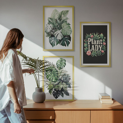 Set de 3 cuadros para salón Plantas tropicales La señora de las plantas