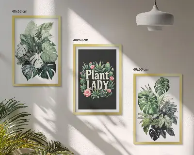 Set de 3 cuadros de plantas tropicales decoración de pared para salón La señora de las plantas