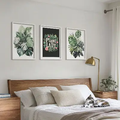 Set de 3 cuadros de plantas tropicales decoración de pared para salón La señora de las plantas