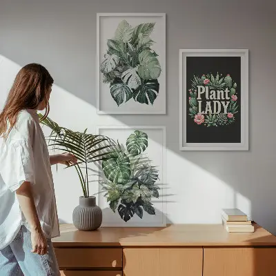 Set de 3 cuadros de plantas tropicales decoración de pared para salón La señora de las plantas