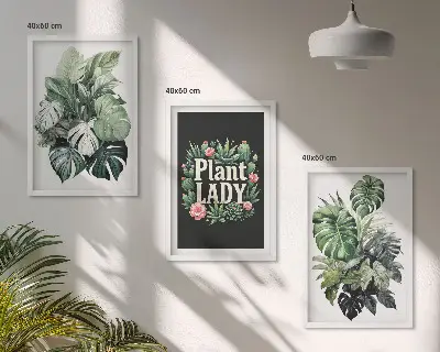 Set de 3 cuadros de plantas tropicales decoración de pared para salón La señora de las plantas