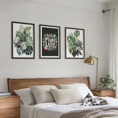 Set de 3 cuadros de plantas tropicales decoración de pared para salón La señora de las plantas