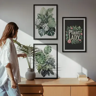 Set de 3 cuadros de plantas tropicales decoración de pared para salón La señora de las plantas