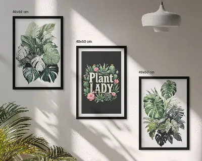 Set de 3 cuadros de plantas tropicales decoración de pared para salón La señora de las plantas