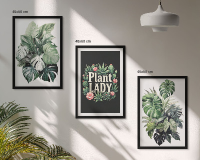 Set de 3 cuadros para salón Plantas tropicales La señora de las plantas