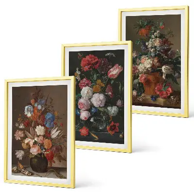 Composiciones florales en jarrones juego de 3 cuadros