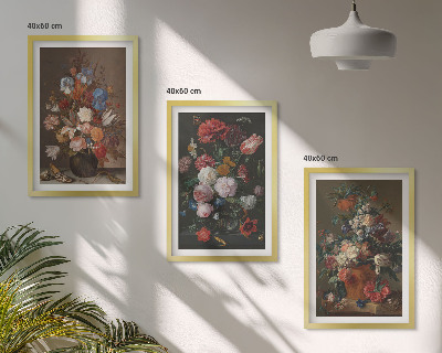 Juego de 3 cuadros Composiciones florales en jarrones