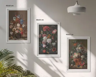 Composiciones florales en jarrones juego de 3 cuadros