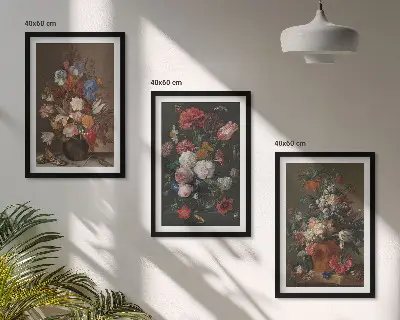 Composiciones florales en jarrones juego de 3 cuadros