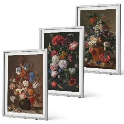 Composiciones florales en jarrones juego de 3 cuadros