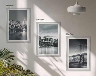 Juego de 3 cuadros Puentes, arquitectura urbana, gris