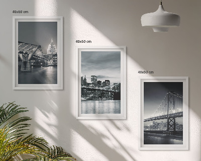 Juego de 3 cuadros Puentes, arquitectura urbana, gris