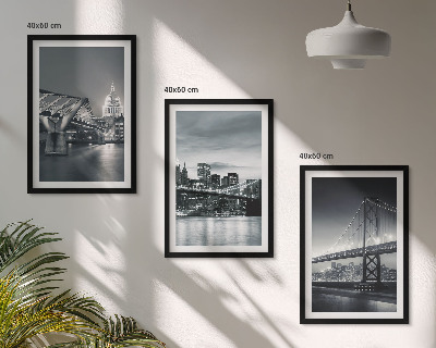 Juego de 3 cuadros Puentes, arquitectura urbana, gris