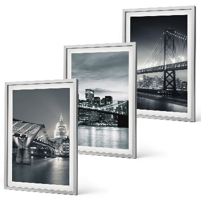 Juego de 3 cuadros Puentes, arquitectura urbana, gris