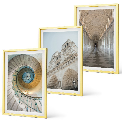 Set de 3 cuadros para salón Escalera de caracol de la fachada de la catedral